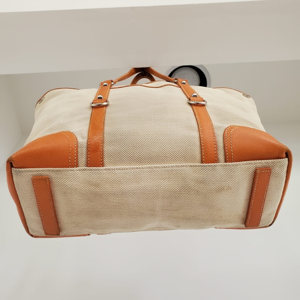 Prada Beige Canvas and Orange Leather TrimTote Bag - Picture 10 of 16